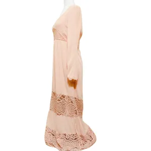 Prómesa Sweetheart Long Sleeve Blush Pink Lace Maxi Dress SM Cottage Boho thumbnail 4