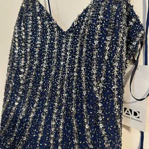NWT Andretta Donatello SILK vintage beaded embellished navy gown whimisoth thumbnail 3