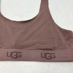 UGG Mauve‎ Brown Logo Elastic Scoop Bralette Size XL NEW thumbnail 4
