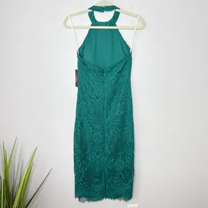 NEW‎ NWT Lulus Halter Neck Backless Bodycon Midi Crochet Lace Dress Size Small thumbnail 9