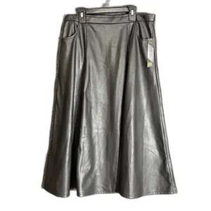 New LuLaRoe Elegant Womens Size Large Avery Skirt Black Faux Leather Midi Career thumbnail 2