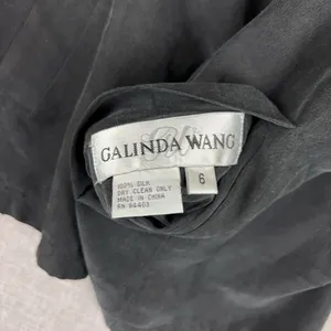 Galinda Wang Jacket Womens‎ 6 Black 100% Silk Hooded Full Zip Lightweight Lined thumbnail 8
