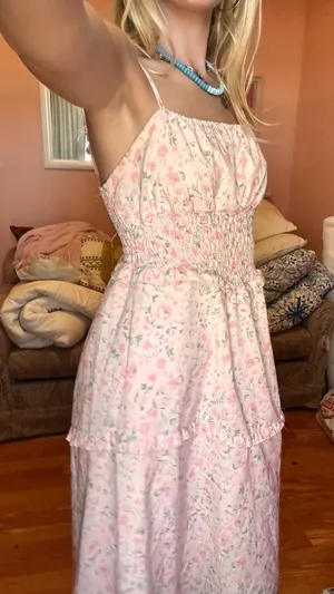 Vintage pink floral dress thumbnail 2