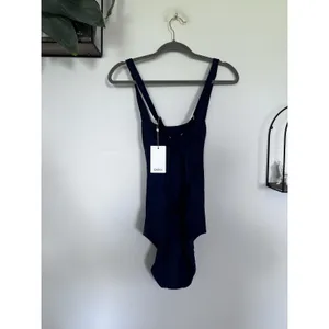 NWT Quince Deep Navy Italian Cross-Back One-Piece Swimsuit Size Large thumbnail 4