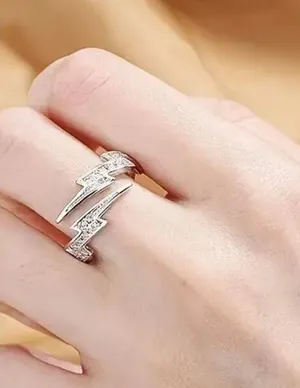 Women’s Luxury Rhinestone Lightning Bolt Adjustable Ring thumbnail 2