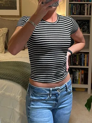 Black Striped Crop Top Size XS thumbnail 1