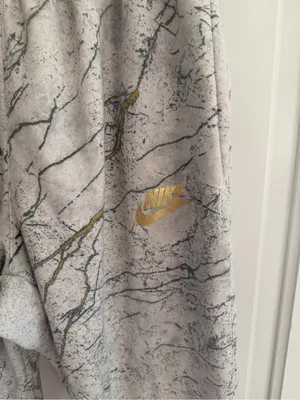 Nike‎ Sportswear Marble Print Fleece Joggers Gray Gold Logo Women’s Medium thumbnail 2