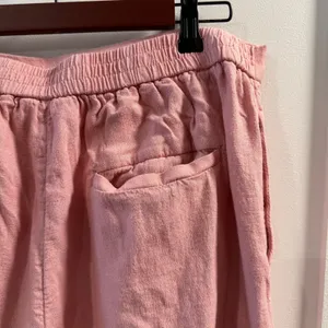 Banana Republic Women’s Pink Wide Leg Cropped Linen Blend Pants Size L thumbnail 5
