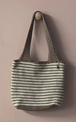 The Sak Small Brown & Cream Striped Knit Handbag GUC thumbnail 1