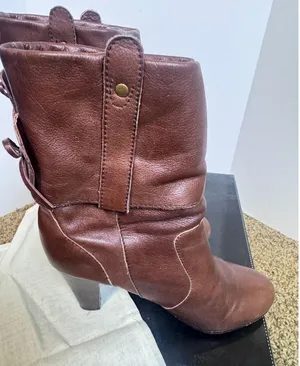 Dolce Vita Brown Nappa Leather Heeled Ankle Boots Slouchy Western Booties sz 8 thumbnail 1
