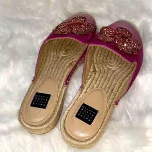 White House | Black Market JEWELE CANVAS‎ OMBRÉ ESPADRILLE SLIDES 7 A20 thumbnail 4