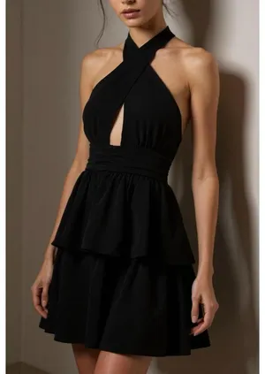 AMANDA UPRICHARD Darby Halter Mini Dress, Black, XS thumbnail 5
