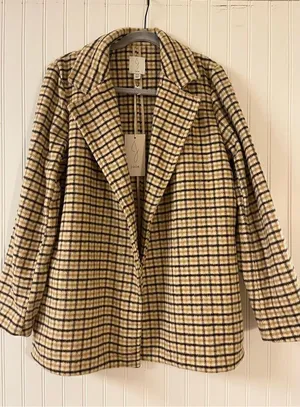 Joie outer wear coat brown plaid medium NWT thumbnail 1