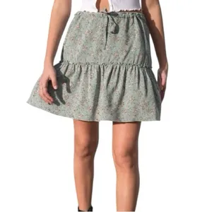 Brandy Melville O/S Sage Green Kenzo Ditsy Floral Ruffle Mini Skirt Drawstring thumbnail 2