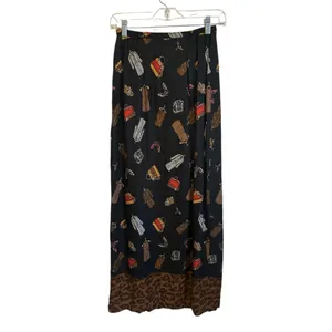 Vintage 90s Black Funky Wacky Weird Fashion MIDI Skirt Animal Print size 4 thumbnail 2