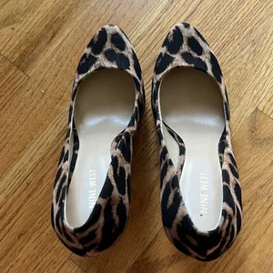 NINE WEST Leopard Faux Stiletto Platform Pumps- 8M thumbnail 2