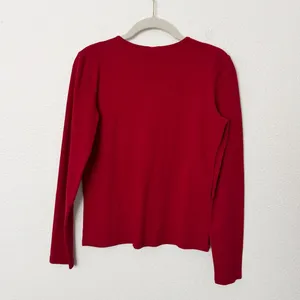 [Vintage] 90s Gap Red Stretch Cotton Long Sleeve T-Shirt Rhinestones Sz Medium M thumbnail 2