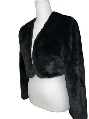 Allegra k Black Faux Fur Bolero Jacket thumbnail 3