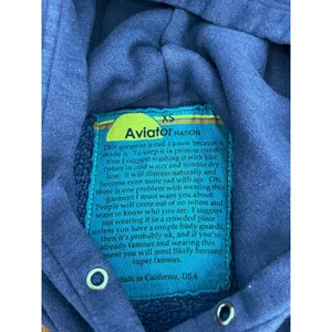 Aviator Nation 5 Stripe Pullover Hoodie Navy Blue Retro Rainbow Pockets Size XS thumbnail 7