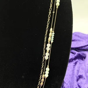 Massini Women Long Necklace‎ One Size Gold Minty Fresh Beaded Layered Chain thumbnail 2