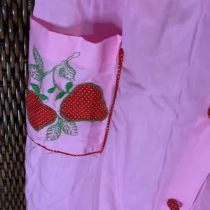 Vintage Embroidered Strawberries Housedress Size 12 thumbnail 2