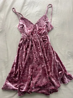 Pink Crushed Velvet Mini Babydoll Dress thumbnail 1