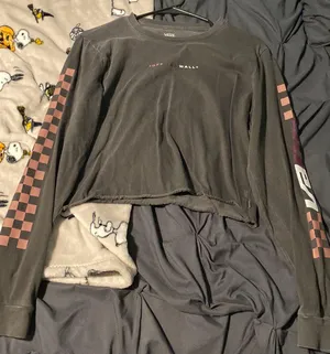 Vans Cropped Long Sleeve Checkerboard Top thumbnail 1