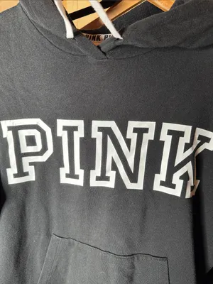 PINK Victoria’s Secret Black Logo Pullover Hoodie Sweatshirt Size Medium thumbnail 7