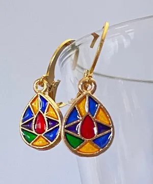 Handmade earrings stained glass look Kawaii dangle earrings unisex NEW🖤🌙 thumbnail 3