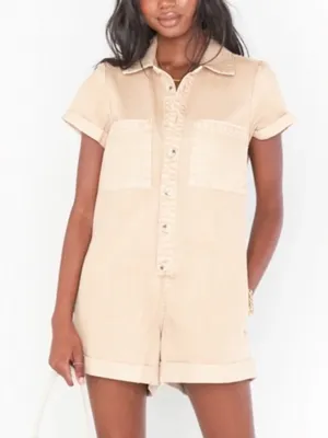 Show Me Your Mumu Range Romper Utility Denim Tanline Sz Large thumbnail 1
