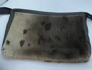 Artisan made faux fur clutch -travel bag. thumbnail 1