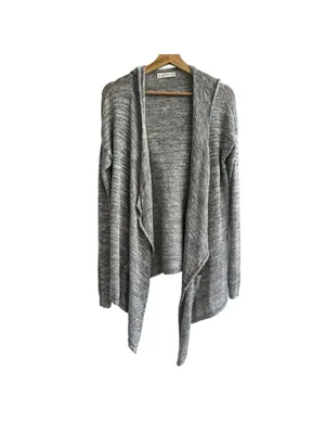 Abercrombie & Fitch Gray Open Front Hooded Cardigan Pockets XS/S thumbnail 6