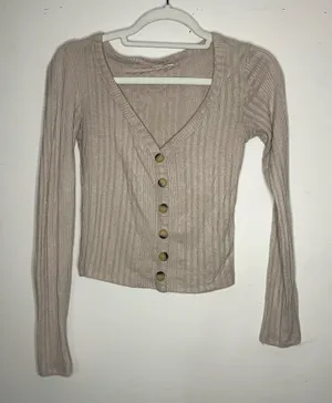 Aeropostale tan button up long sleeve top  thumbnail 1