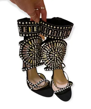 Public Desire Black And White Sequin Heels thumbnail 1