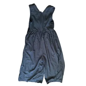 Free People Black Linen Blend Wide Leg Peter Pan Collar Jumpsuit Whimsygoth thumbnail 3