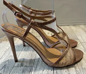 Italina Rose Gold Slingback Heels Lace Size 8.5M Elegant Party formal thumbnail 1