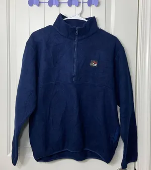 Vintage L.L. Bean outdoors‎ Adult navy soft fleece quarter zip jacket medium thumbnail 1