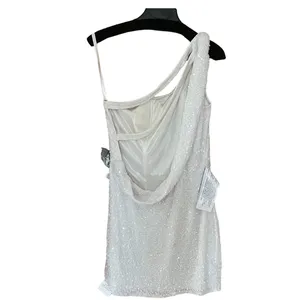 Mac Duggal Size 12 NEW One Shoulder White Sequined Mini Dress 5263 FLAW thumbnail 6