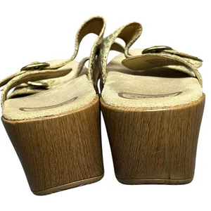 Dansko‎ Sophie Wedge Sandals 11-11.5 Beige Snakeskin Leather Slip On Clogs Shoes thumbnail 6