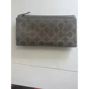 Vintage y2k Coach Grey Signature Jacquard Leather Trifold Wallet W/ checkbook thumbnail 3