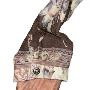 Free People Boho Tunic Dress Small Cream Paisley Floral Flowy Peasant‎ Dress thumbnail 2