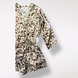 Show Me Your Mumu Blush‎ Pink Cheetah Print Walker Romper Size S Satin Boho NWOT thumbnail 4