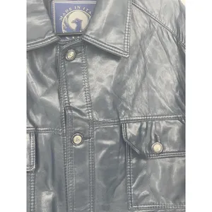 Italian Textile Group Leather Jacket Men‎ Large Blue Italy GA Classic XL thumbnail 3