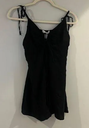 birch and stone size medium tie strap black romper thumbnail 1