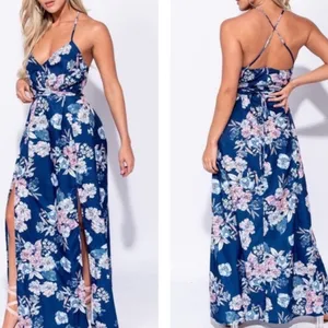 Parisian Works Pink and Blue Maxi Sundress Sleeveless Size 6‎ Tall US thumbnail 2