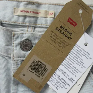 NWT Levi's Wedgie Straight in Thin Ice Destroyed Rigid Denim Crop Jeans 32 $128 thumbnail 6