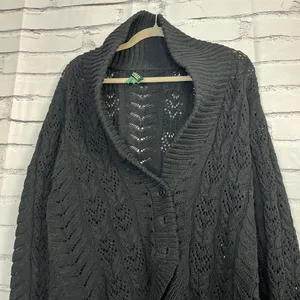Vintage Lauren Ralph Lauren Black Cotton Puff-Sleeve Button Front Cardigan M Y2K thumbnail 6