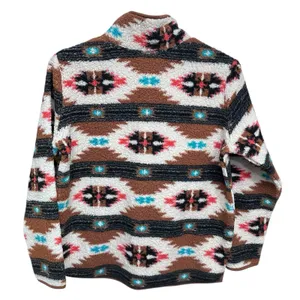 Wrangler Retro 1/4 Zip Aztec Fleece Kangaroo Pocket Women's L Southwestern Rodeo thumbnail 5