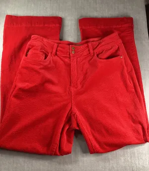 Judy Blue Red Corduroy Wide Leg Pants Women's 14W Flare Button Fly thumbnail 1