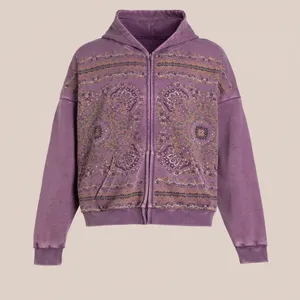 Found for Free People Motif Full Zip Hoodie in Vintage Purple Sz L NWT $220R thumbnail 6